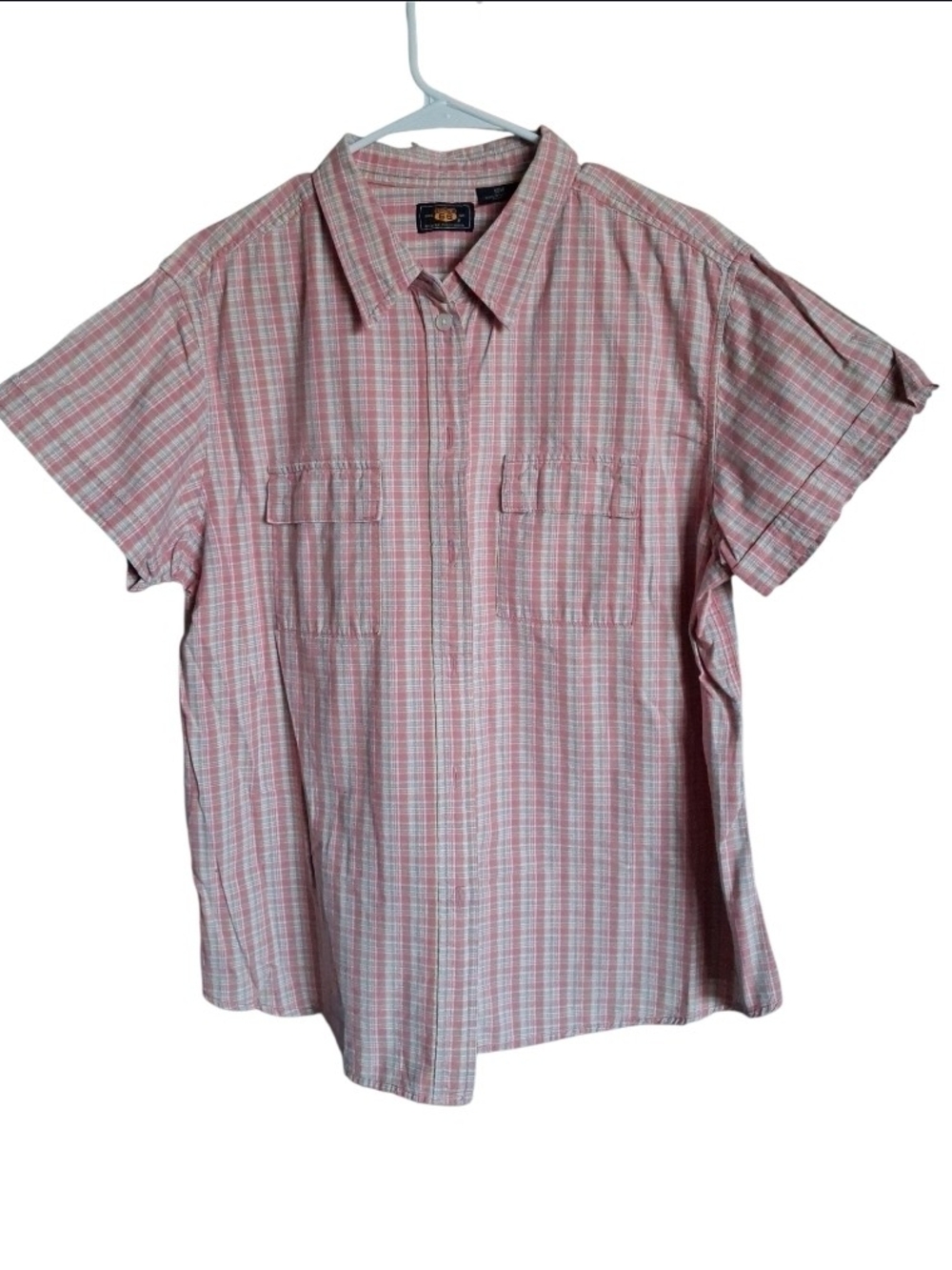 Route 66 Women's Short Sleeve Plaid Button-Down Shirt - Pink/White - 18 W - Picture 1 of 7